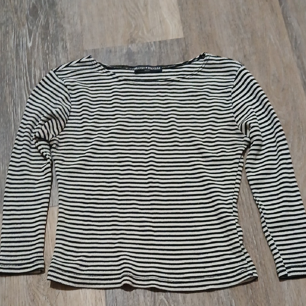 Brandy Melville Stripe Rib Top - Black & White - One Size